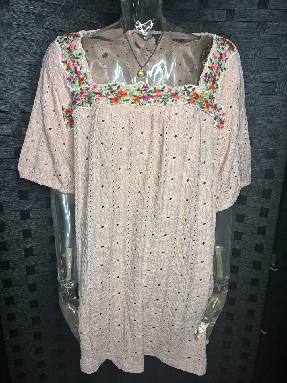 BloomChic Blush Eyelet Square-Neck Embroidered Peasant Top - Picture 2 of 9